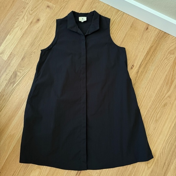 Tuckernuck Black Sleeveless Charlie Shirt Dress Button Front Stretch Size Large - Picture 14 of 15